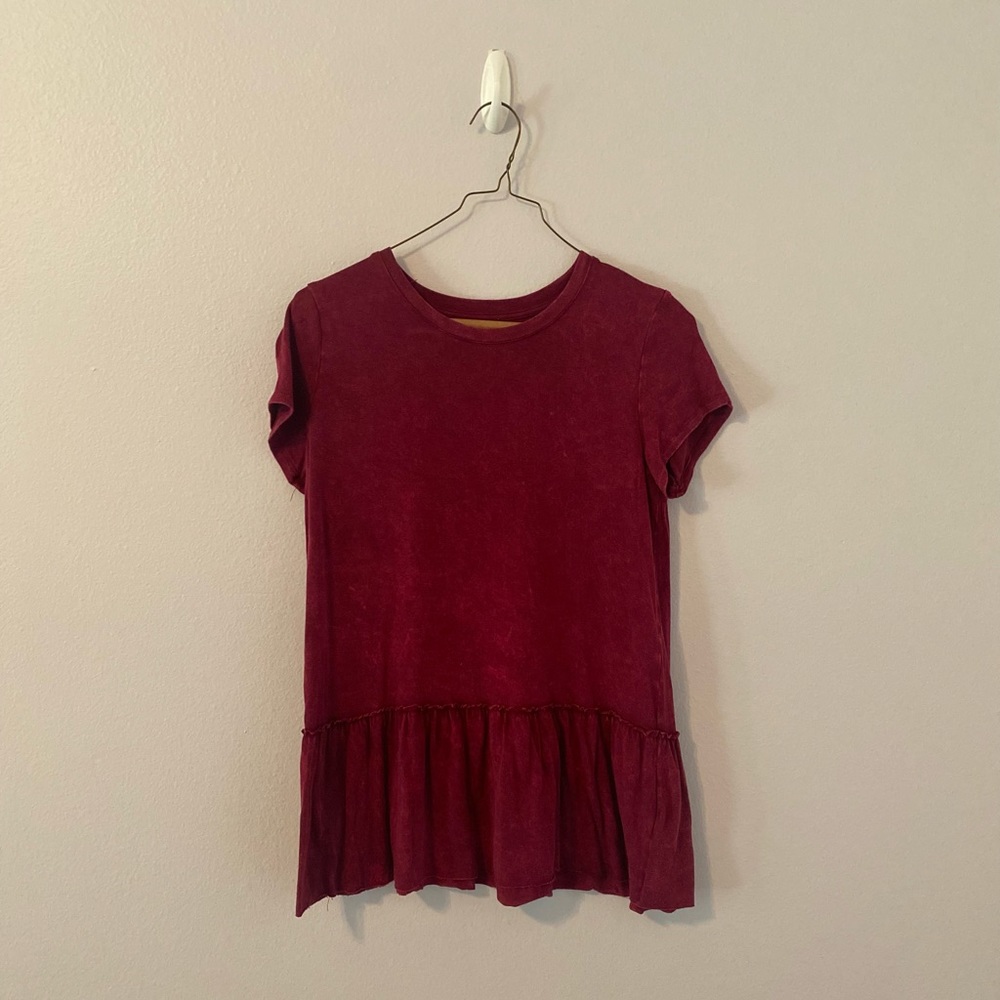 Art Class Maroon Ruffle Top